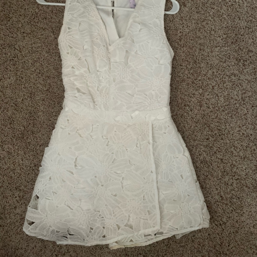 White floral lace romper